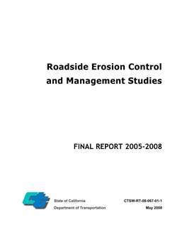 Roadside Erosion Control and Management Studies