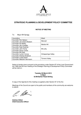 Strategic Planning & Development Policy