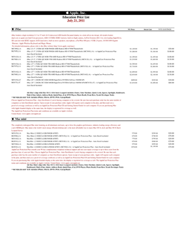 Apple, Inc. Education Price List July 21, 2011