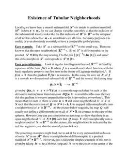 Existence of Tubular Neighborhoods