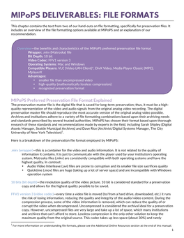 Mipops DELIVERABLES: FILE FORMATS