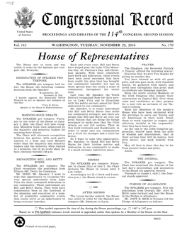 Congressional Record United States Th of America PROCEEDINGS and DEBATES of the 114 CONGRESS, SECOND SESSION