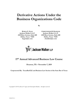 Derivative Actions Under the Business Organizations Code