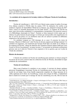 Le Cartulaire De La Seigneurie De Germiny Réalisé En 1540 Pour Nicolas De Lutzelbourg Jcblanchard