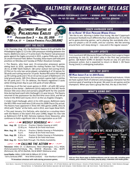 Baltimore Ravens Game Release