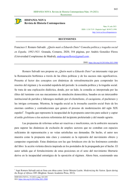 ¿Quién Mató a Eduardo Dato? Comedia Política Y Tragedia Social En España, 1892-1921