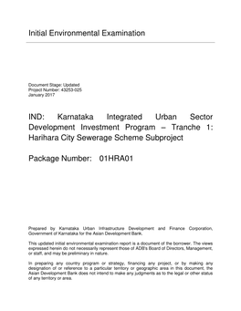 Initial Environmental Examination IND: Karnataka Integrated Urban