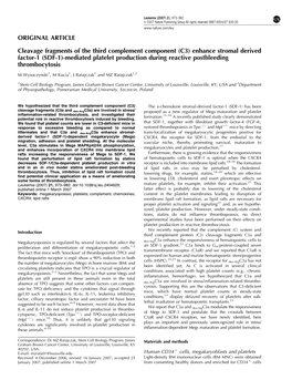 Cleavage Fragments of the Third Complement Component (C3