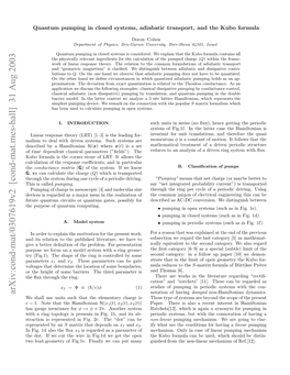 Quantum Pumping in Closed Systems, Adiabatic Transport, and the Kubo