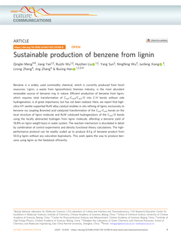 Sustainable Production of Benzene from Lignin