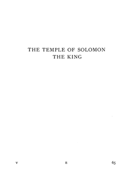 THE TEMPLE of SOLOMON the KING. the Equinox