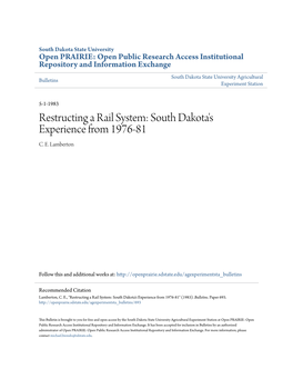 Restructing a Rail System: South Dakota's Experience from 1976-81 C