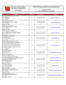 Providers CON No. Phone & Fax Email