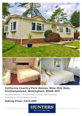 California Country Park Homes, Nine Mile Ride, Finchampstead, Wokingham, RG40 4HT Asking Price: £215,000