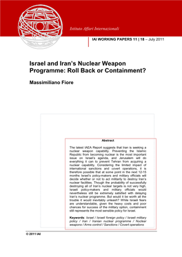 Israel and Iran's Nuclear Weapon Programme