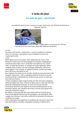 Le Mot Du Jour : Survivant