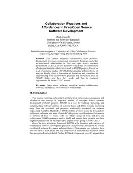 Collaboration Practices and Affordances in Free/Open Source