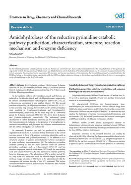 Amidohydrolases of the Reductive Pyrimidine Catabolic Pathway Purification, Characterization, Structure, Reaction Mechanism