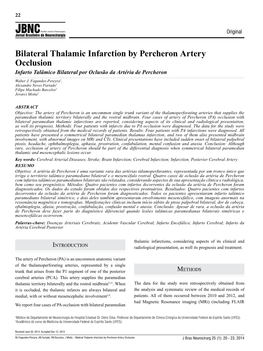 Bilateral Thalamic Infarction by Percheron Artery Occlusion Infarto Talâmico Bilateral Por Oclusão Da Artéria De Percheron Walter J