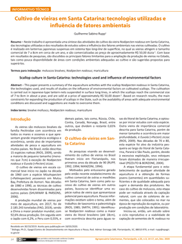 Cultivo De Vieiras Em Santa Catarina: Tecnologias Utilizadas E Influência De Fatores Ambientais