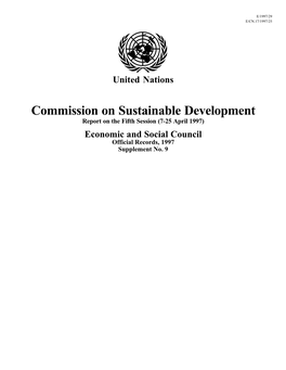 Commission on Sustainable Development Report on the Fifth Session (7-25 April 1997) Economic and Social Council Official Records, 1997 Supplement No