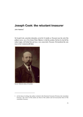 Joseph Cook: the Reluctant Treasurer