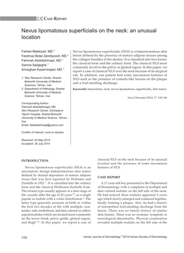 Nevus Lipomatosus Superficialis on the Neck: an Unusual Location