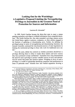A Legislative Proposal Limiting the Newsgathering Privilege to Journalists in the Greatest Need of Protection for Sources and Information