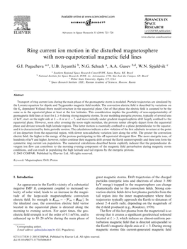 Ring Current Ion Motion in the Disturbed Magnetosphere with Non-Equipotential Magnetic ﬁeld Lines