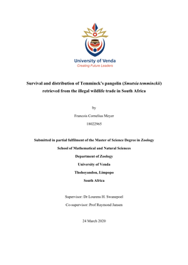Survival and Distribution of Temminck's Pangolin (Smutsia