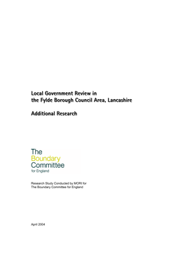 Local Government Review in the Fylde Borough Council Area, Lancashire