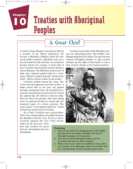 10 Treaties with Aboriginal Peoples a Great Chief