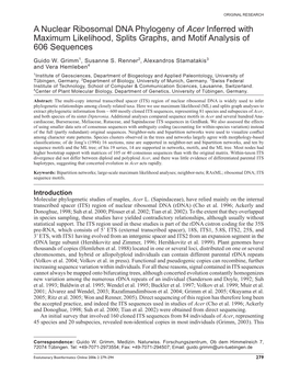 A Nuclear Ribosomal DNA Phylogeny of Acer Inferred with Maximum Likelihood, Splits Graphs, and Motif Analysis of 606 Sequences