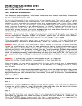 STROBE TROUBLESHOOTING GUIDE Produced by Brent Burzycki WATTCO – CA & NEVADA REGIONAL SERVICE TECHNICIAN