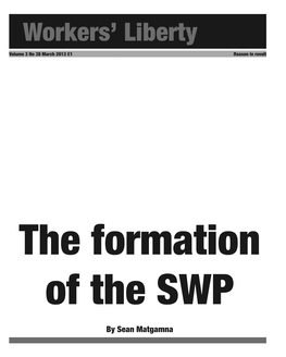 By Sean Matgamna the Formation of the SWP