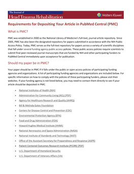 Requirements for Depositing Your Article in Pubmed Central (PMC)