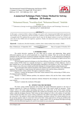 A Numerical Technique Finite Volume Method for Solving Diffusion 2D Problem