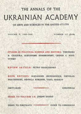 The Annals of UVAN, Volume X, 1962-1963
