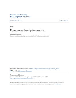 Rum Aroma Descriptive Analysis Sabina Maza Gomez Louisiana State University and Agricultural and Mechanical College, Smgomez@Lsu.Edu