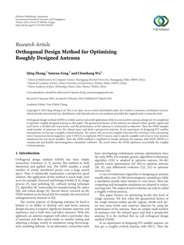 Orthogonal Design Method for Optimizing Roughly Designed Antenna