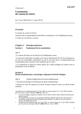 Constitution Du Canton De Glaris 131.217