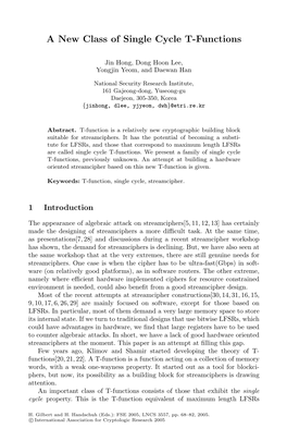 A New Class of Single Cycle T-Functions