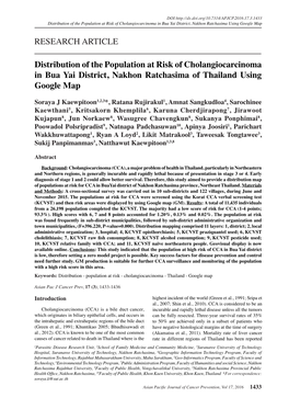 Distribution of the Population at Risk of Cholangiocarcinoma in Bua Yai District, Nakhon Ratchasima Using Google Map