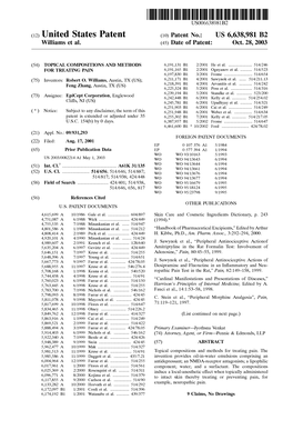 (73) Assignee: Epicept Corporation, Englewood E. E. E. N. "...O's E Cliffs, NJ (US) 6,245,781 B1 6/2001 Upadhyay Et Al