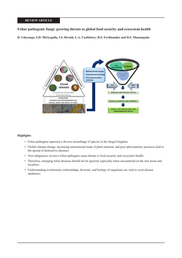 Foliar Pathogenic Fungi: Growing Threats to Global Food Security and Ecosystem Health