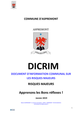 Dicrim Document D'information Communal Sur Les Risques Majeurs Risques Majeurs