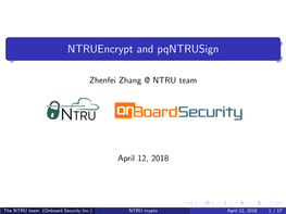 Ntruencrypt and Pqntrusign