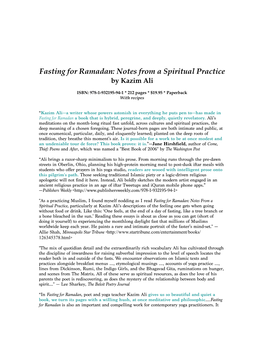 Fasting for Ramadan: Notes from a Spiritual Practice by Kazim Ali