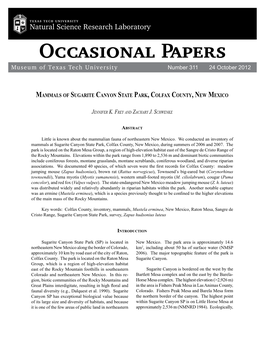 Occasional Papers Museum of Texas Tech University Number 311 24 October 2012