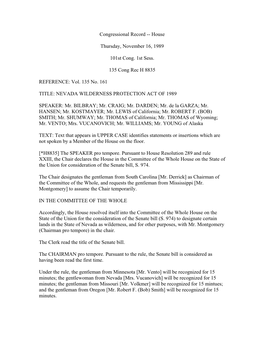 Congressional Record -- House Vol. 135 No